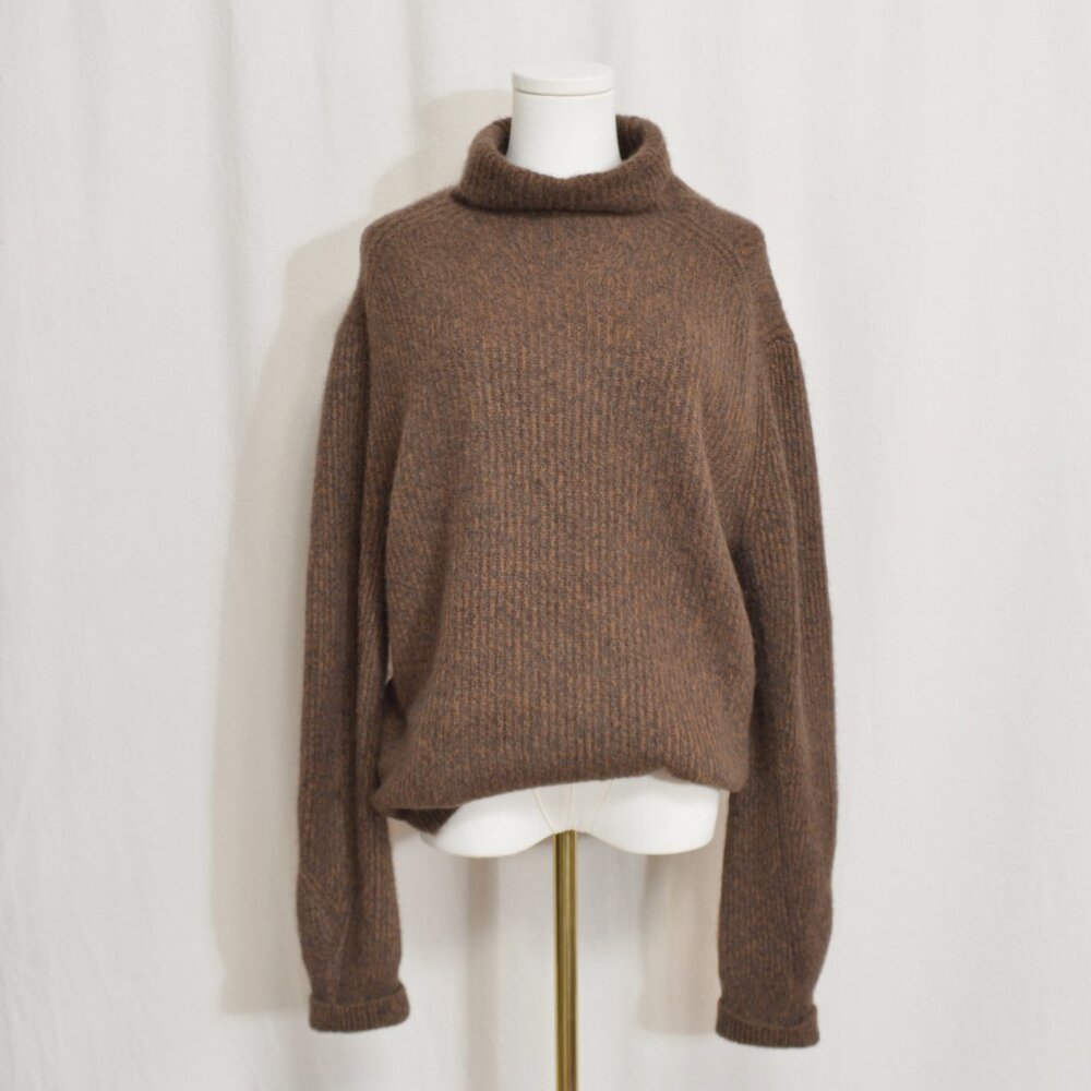 rat and boa cashmere turtleneck long sleeve sweater in hoclate brown size large